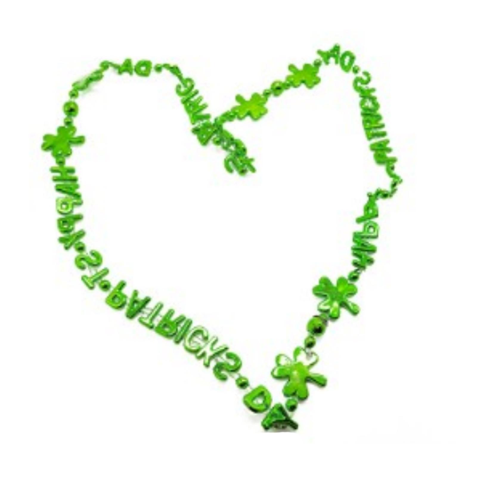 

Novelty St.Patricks Day Necklace Festive Green Beads Collection Green Shamrock Pendant Festive Party Accessories E
