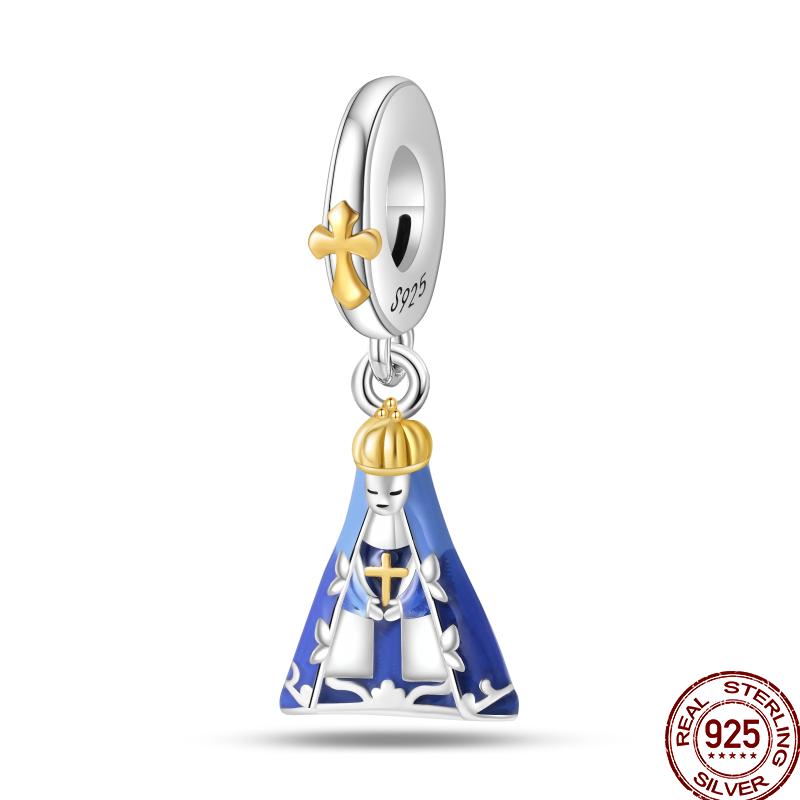 New Copper Religious Angel Cross Series Shiny Zircon Beads Suitable For 3Mm Original Bracelet Diy