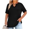 Women's Plus Size Casual Short Sleeve Top V Neck Loose Fit Solid Color T Shirt Lightweight Comfortable Soft Fabric