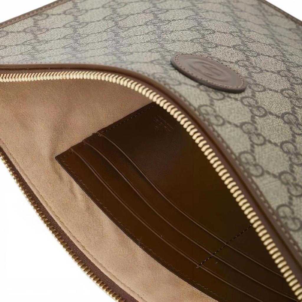 GUCCI Interlocking Canvas Leather Clutch Men's Ebony (Unisex) Clutches 672953 92TCG 8563