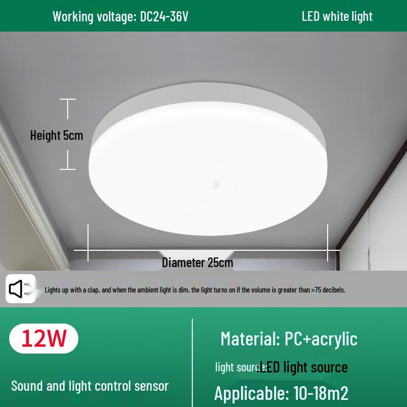 Linpan 12W Motion & Sound Sensor LED Ceiling Light