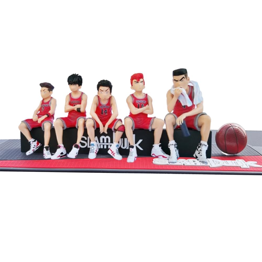 Set of 5 Slam Dunk Figures: Hanamichi Sakuragi, Ryota Miyagi, Hisashi Mitsui, Kaede Rukawa, Model Toy, Car Decoration, Anime Doll, Figure Collection