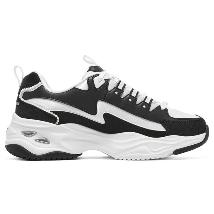 Skechers DLites 4.0 Orso Perla Tessuto Pelle Comode Ammortizzanti Resistenti Basse Scarpe da Papà Sneakers da Donna Bianco Nero 896156-BKW