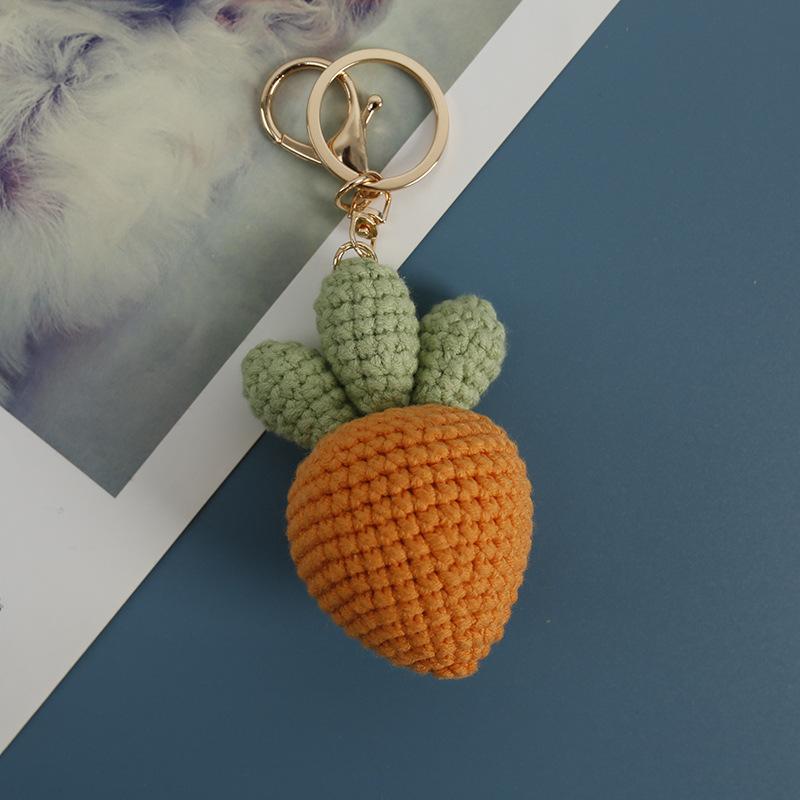 Creative Crochet Keychains Funny Expression Vegetable Doll Keychains Knitting Handmaking Cute Keyrings Bag Pendant Accessories