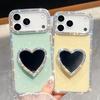 Diamond Frame Glitter Clear Phone Case For Iphone 16 Plus 15 14 13 Pro Max 16e 16promax 15promax 3D Love Heart Mirror Holder