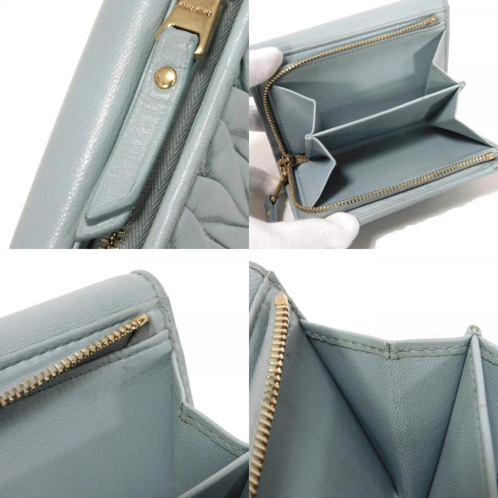 Used Matelasse Compact Zip Wallet (5ML002 N88 F0012 7941) with RFID and Lambskin. Metal logo. Cielo Women's from Japan