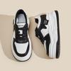 2024 Women's White Genuine Leather Height-Increasing Round Toe Casual Sneakers
