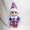 Holiday Baby Elf Miniature Doll with Plaids Accessories For Home Office Christmas Decors Festives Desktop Shelf Display