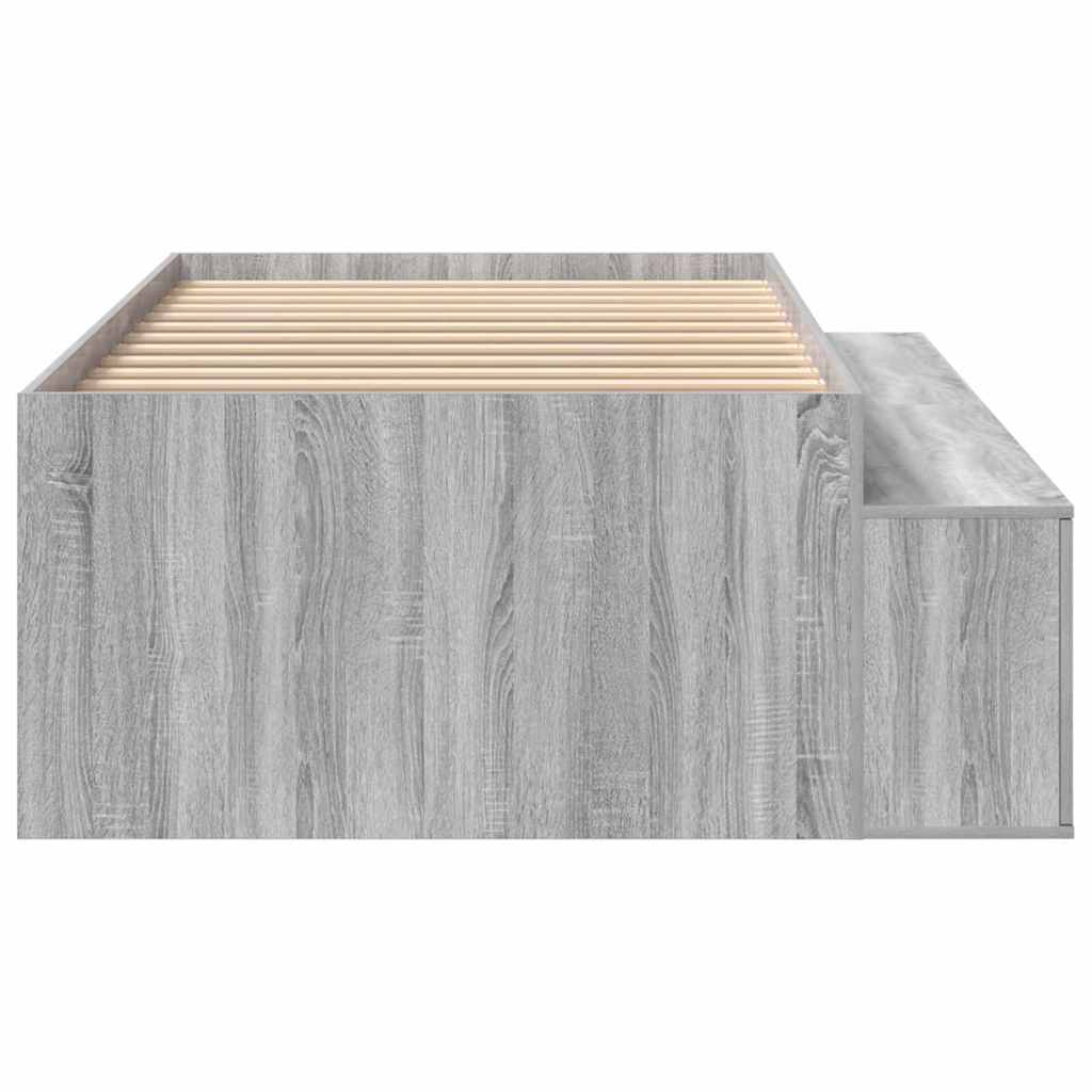 Storage Bed Frame in Grey Sonoma 70 x 190 cm Engineered Wood