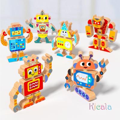 Robot assemblabile in legno creativo Gioco STEM Gioco di smontaggio e montaggio Esercizio Coordinazione occhio-mano Regali fai da te di Natale