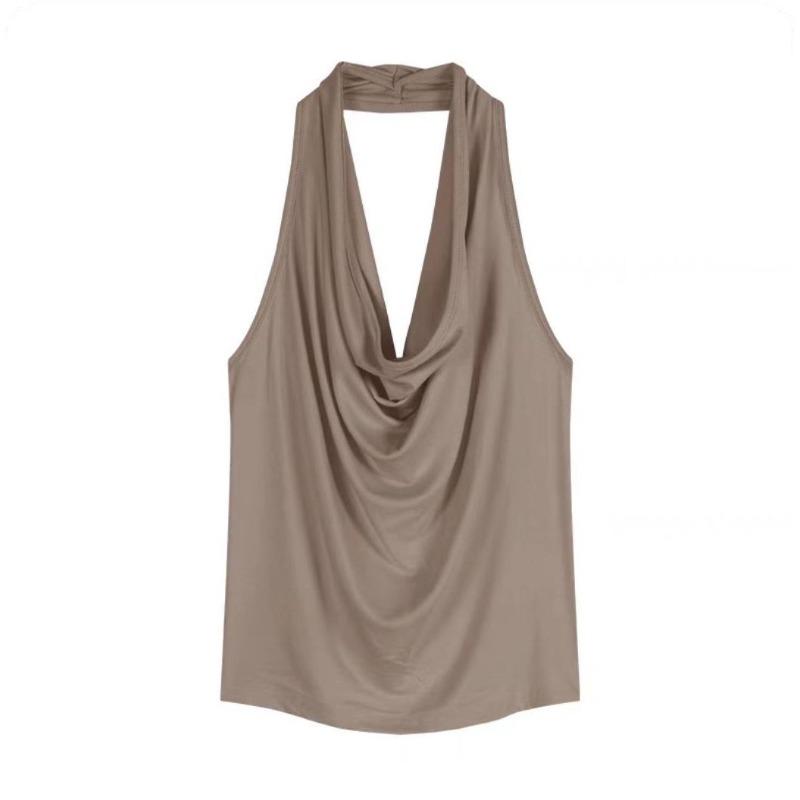 Slim Sexy Swinging Neck Sleeveless Shirt Women's Summer Bottom Top Women's Trend