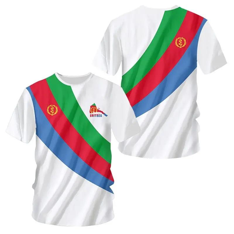 Sommer-T-Shirts mit Rundhalsausschnitt und 3D-Aufdruck der eritreischen Flagge, modisch, lässig, kurzärmelig, für Kinder und Jungen