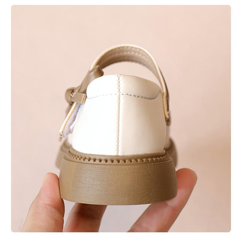 Autumn Girl Leather Shoes Bowtie Black Beige School Causal Children Flat Elegant Round Toe Fashion Patchwork Kids Mary Janes