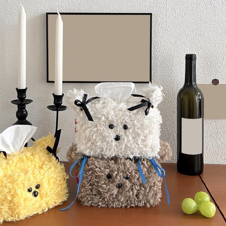 Fashionable Plush Tissue Container Portable and Multifunctional Tissue Storage Case for Household Everyday Use