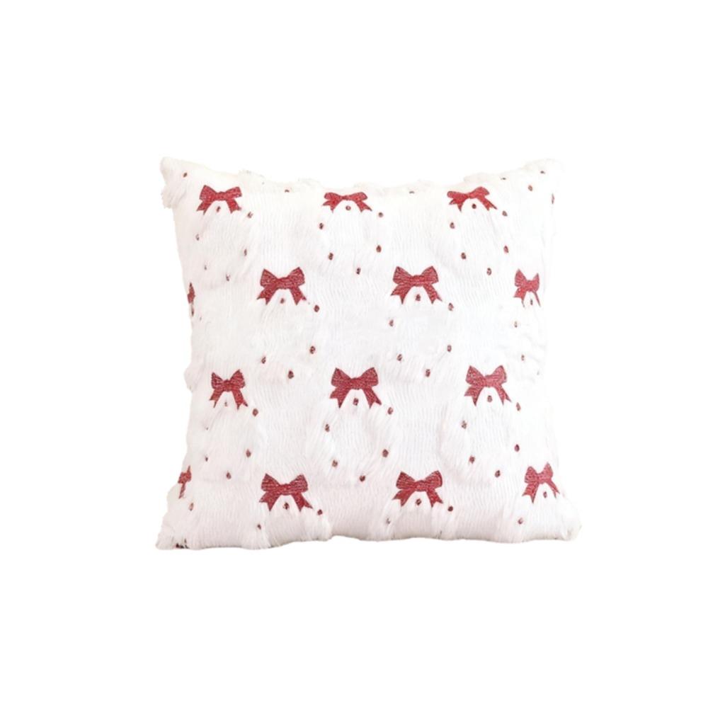 Plush Christmas Decorative Cushion Cover Christmas Tree Wreath Pattern Embroidered Sofa Cushion Slipcover Square Hidden Zipper