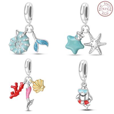 Stil Autodesign Argint Sterling 925 Stea de Mare Conchie Rechin Pandantiv Accesorii Bijuterii Bricolaj Brățară