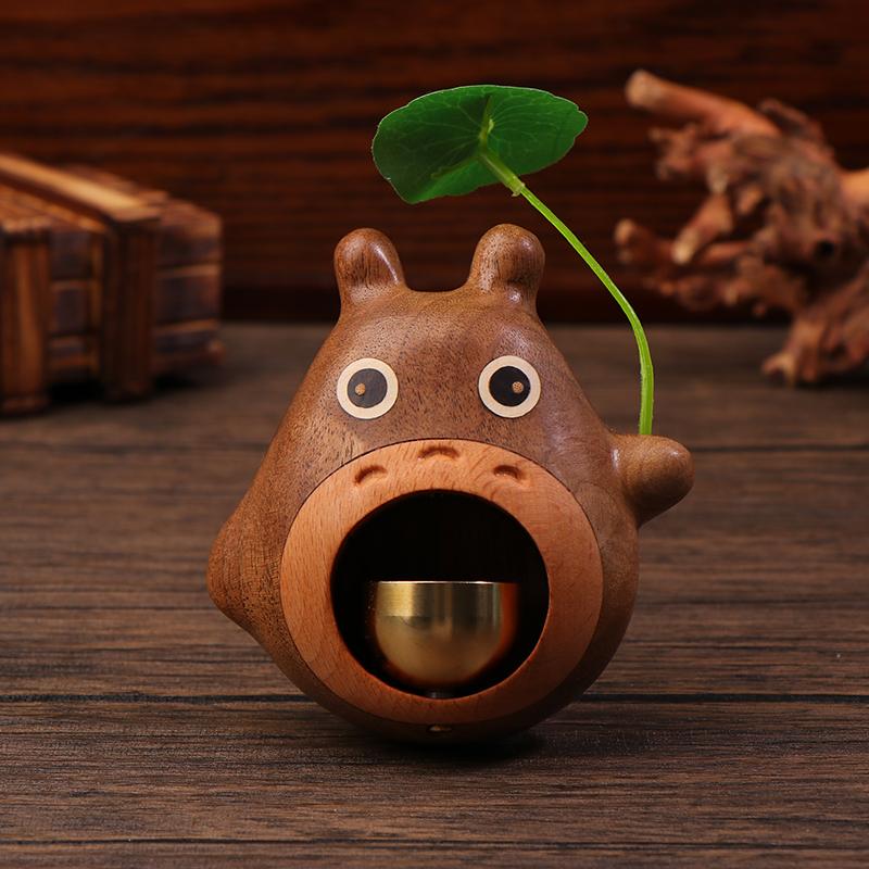 Wooden Wind Chimes Copper Bells Door Entry Reminder Bell Cute Totoro Entry Doorbell Home Decor Opening Housewarming Gift