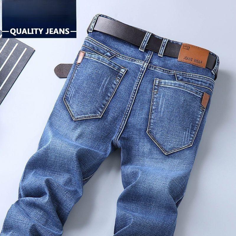 Men 'S Thin Jeans 2021 Summer New Style Business Casual Slim Fit Elastic Classic Style Trousers Sky Blue Pants Male Size28 -