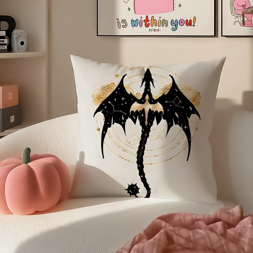 Epic Fantasy Fictional FFourth WWing Dragon Cushion Cover Pillowcase Short Plush Invisible Zipper Room Sofa Cushion Cover