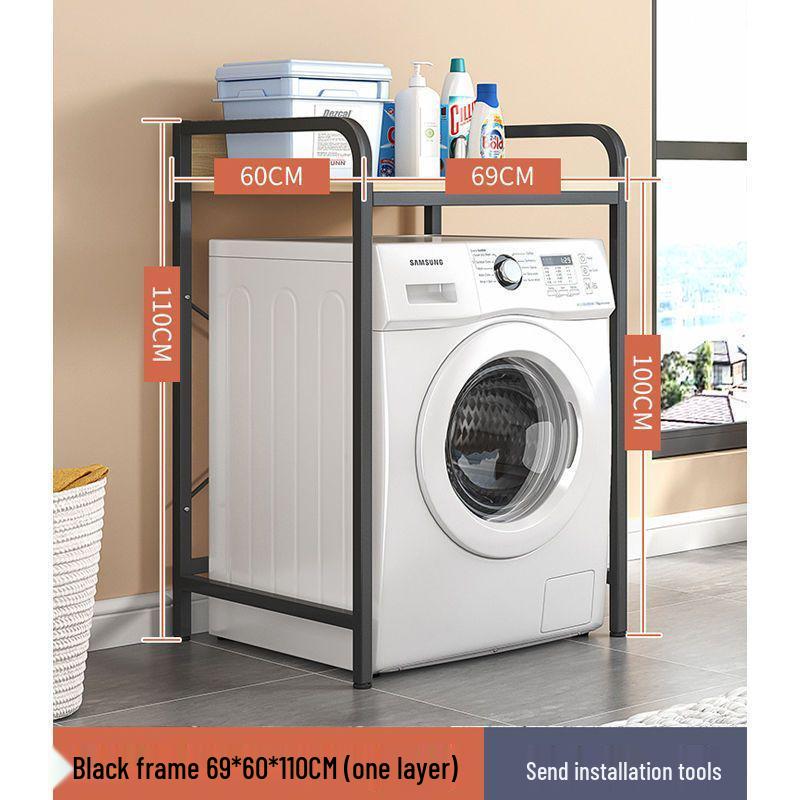 Multi-Layer Floor-Standing Adjustable Storage Rack with Trash Can Holder for Kitchen Use