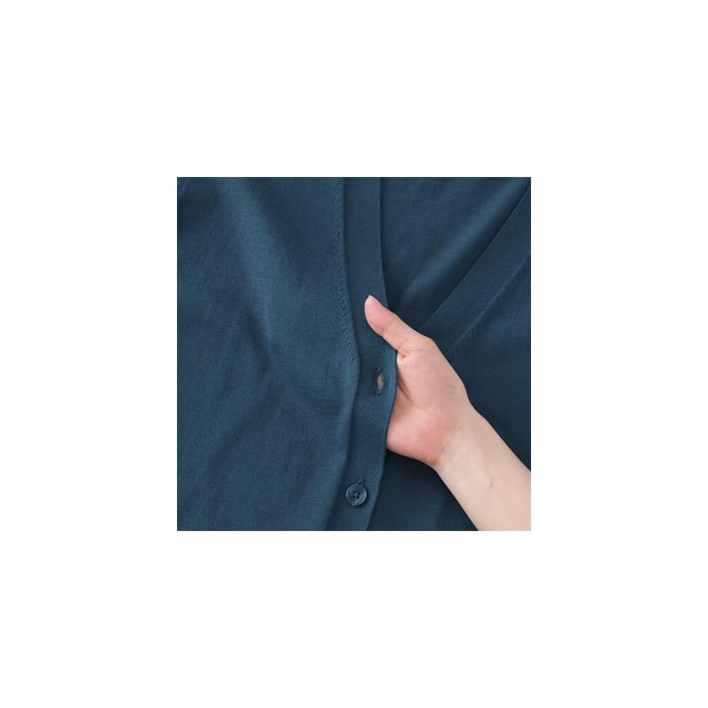 MUJI Women's UV-Cut Light Knit V-Neck Cardigan, BA1PWA6S, Smoky Blue, Size L