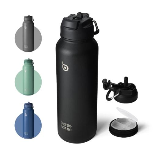 BOTTLE BOTTLE Water Bottle, 1 Liter, Large Capacity, Stainless Steel Bottle with Bottom Storage, Straw, Direct Drinking, Insulates Hot or Cold, Double