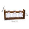 Wooden Stand Hydroponic Glass Vase Set for Pothos 3 Round Bulb Bottles with Clip Frame