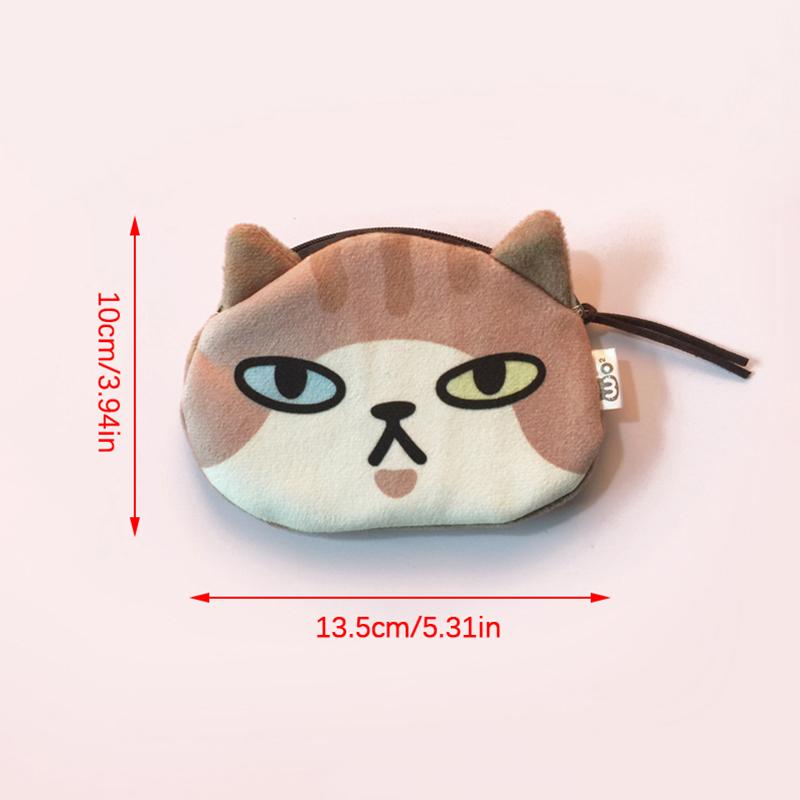 Kawaii Cat Earphone Bags Children Coin Purse Interesting Cat Expression Earphone Data Cable Portable Storage Bag
