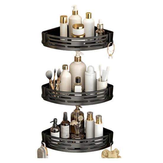 Hörnförvaringsställ Superbärande Spikfri Installation Badrumsorganisatör med Starkt Klister Fuktsäker Design Förvaringsorganisatör