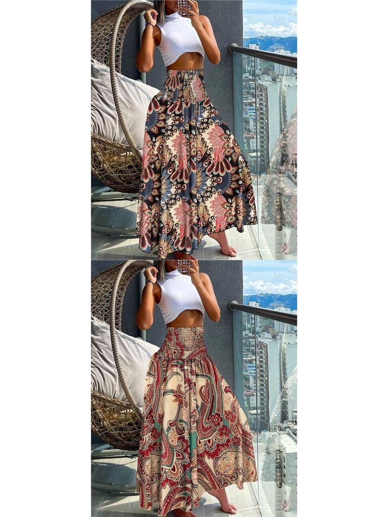 Women's High Waist Slimming Summer Fashion Printed Skirt