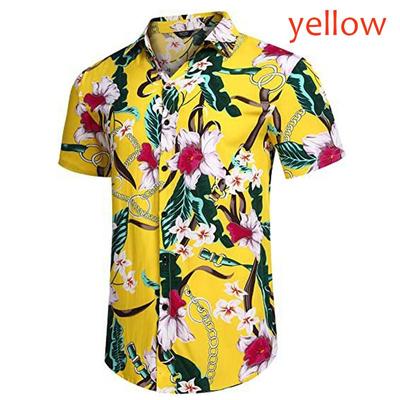Summer New Loose Hawaiian Style Youth Floral Print Men's Fashion Casual Short Sleeve Shirt Top
