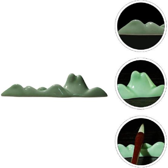 TOYANDONA Calligraphy Brush Holder Rack Paint Ceramic Brush Rest with Wave Design for Chinese Calligraphy Practice Supplies Beginner