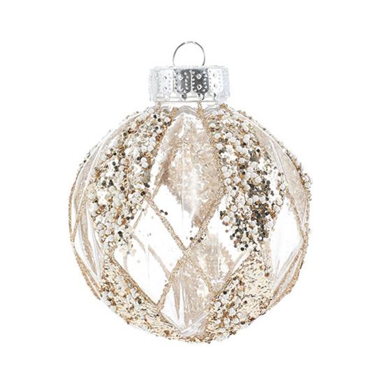 Christmas Ball Ornament Faux Pearl Glittery Tree Decoration Festive Hanging Baubles with Rope Party Decor