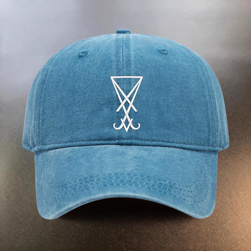 A Vintage Washed Hat with LuciferS Sigil a Baseball Cap for Daily Outings To Block The a MustHave Fashionable CoupleS Hat