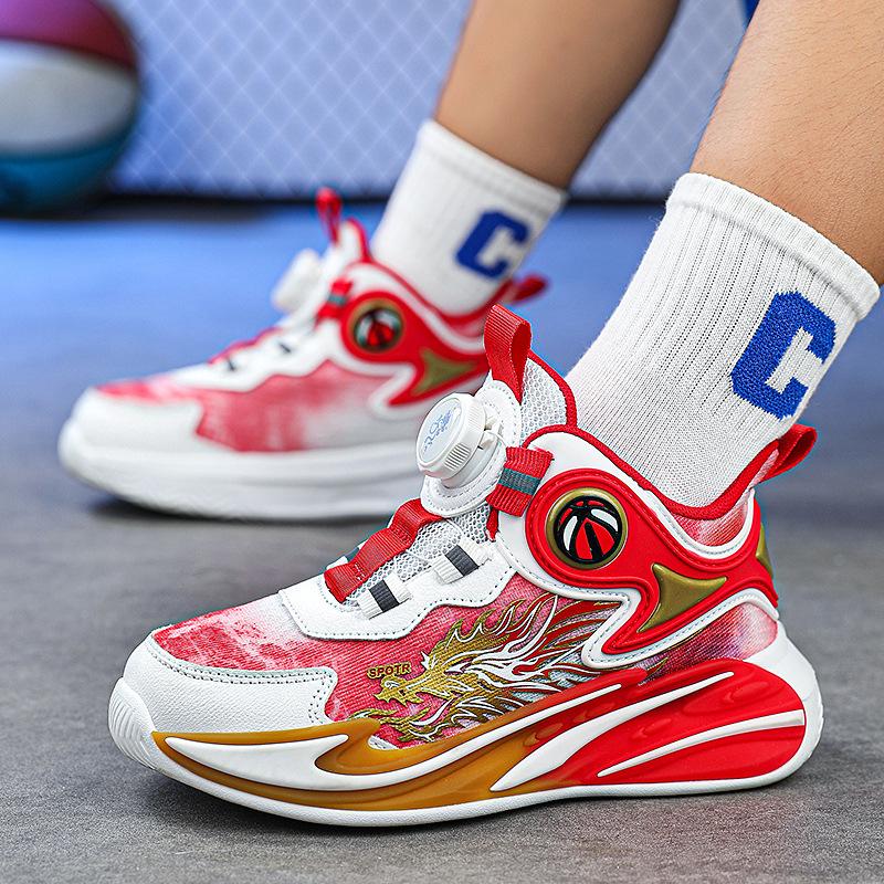 Babu Bean Children's Basketball Shoes Boys 2025 New Middle-aged and Older Children's Non-slip and Cushioning Girls' Sports Shoes Classmates Flick