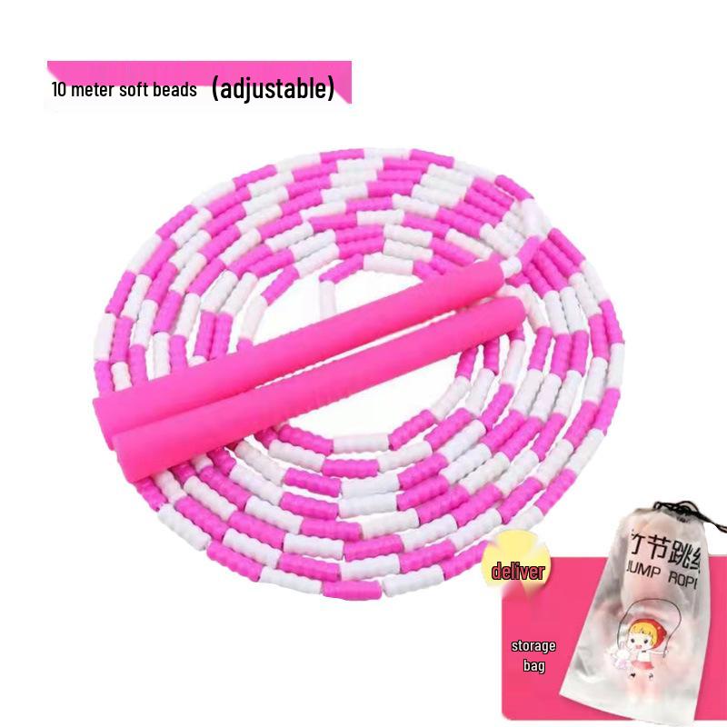 Adjustable Beaded Bamboo Jump Rope for Students - 5m, 7m, 10m Multi-Person Fancy Rope