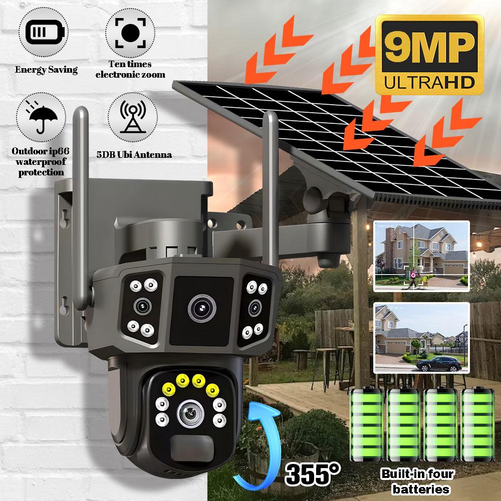 

9MP 4K IP Camera Dual Lens Screen WiFi PTZ Auto Tracking Waterproof Panoramic Surveillance Camera with Voice Intercom System 2.5inch