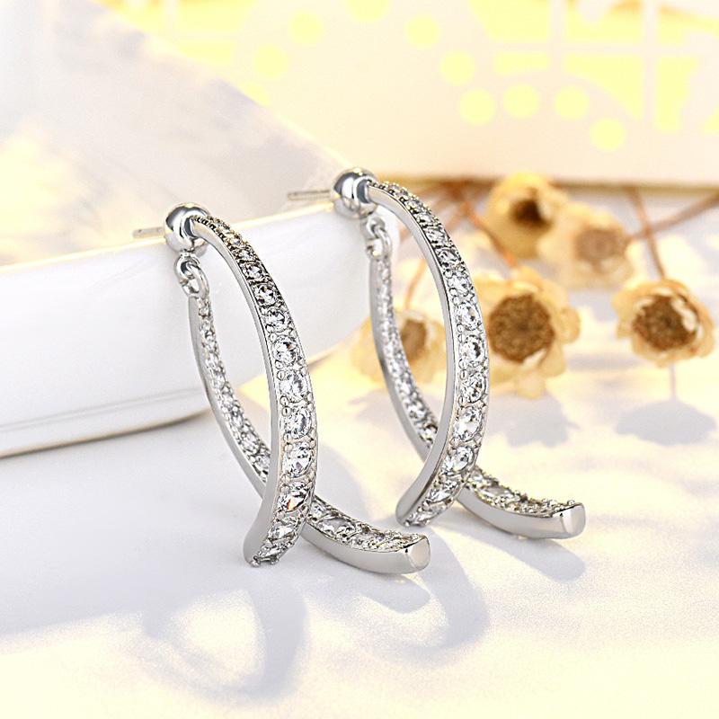 

Kpop Drop Earrings Crossing Micro Inlaid Zircon Gold Color Big Ear Ring 2024 Trend Korean Ins Style Jewelry for Women KDE019