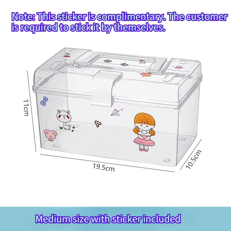 Large Transparent Plastic Storage Box with Handle, Portable Organizer for Jewelry, Hair Accessories, Stationery & Small Items