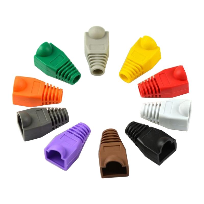 RJ-45 CAT6 CAT5e Adapter Cap Ethernet Network Cable Connector Plugs RJ45 Caps for Cat 5 CAT6 Protective Sleeve Multicolo