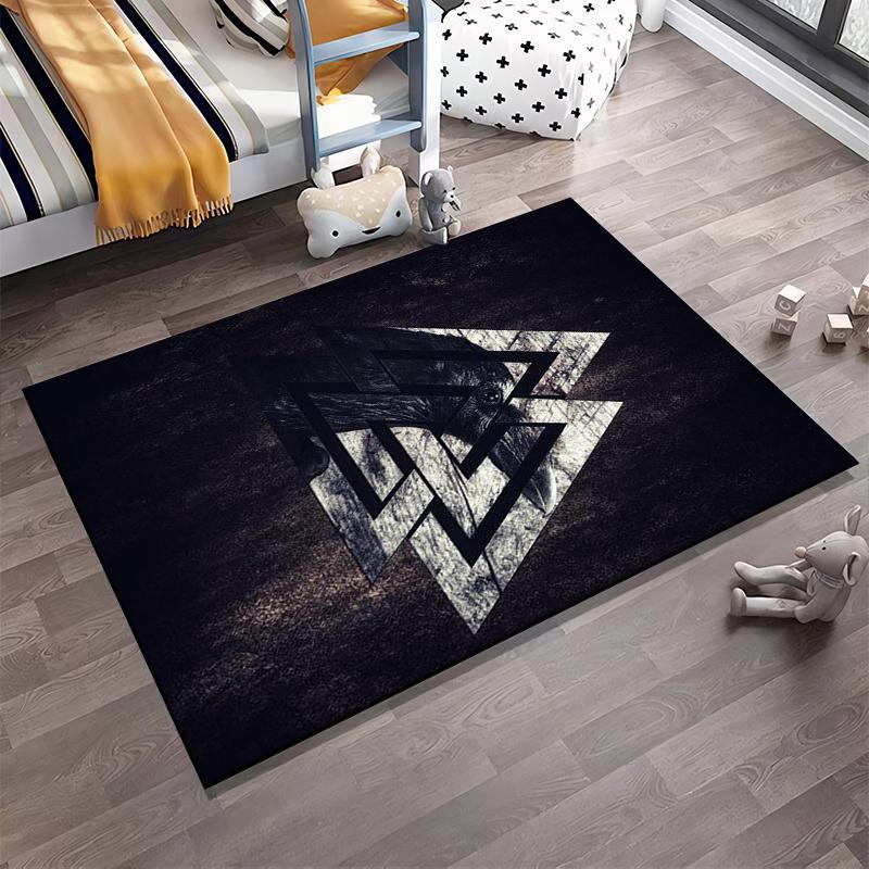 Viking Raven Symbol Rug Non-slip Rug Suitable for Living Room and Bedroom Sofas
