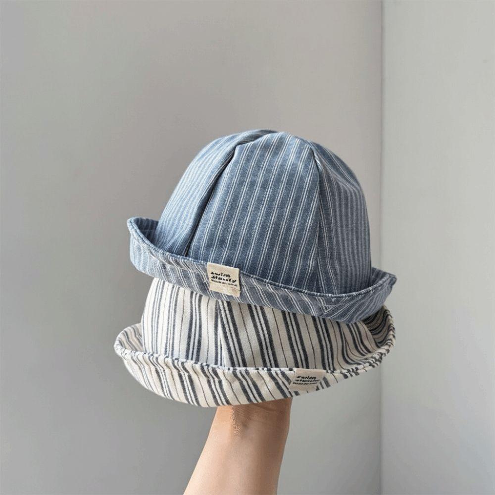 Striped Pattern Baby Bucket Hat Cotton Infant Panama Bonnet Panama Sunshade Basin Cap Kids Wear