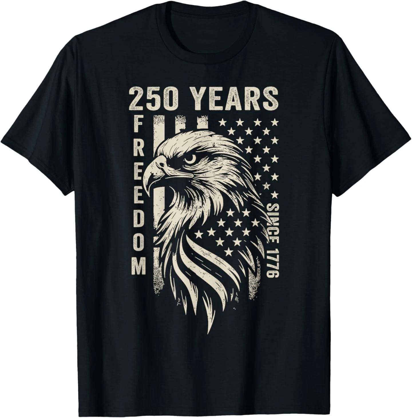 250 Years America Freedom Since 1776 4th of July US Flag T-Shirt L