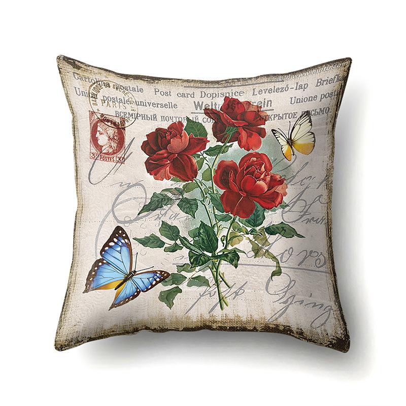Polyester Pillowcase Automobile Decoration Retro Print Pillowcase Waist Cushion Cover Tower Bedside Cushion Cover