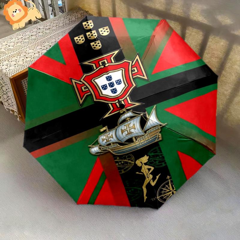 Portuguese Heritage Royal Symbols Folding umbrella durable Suitable for all seasons Three folds light Umbrella