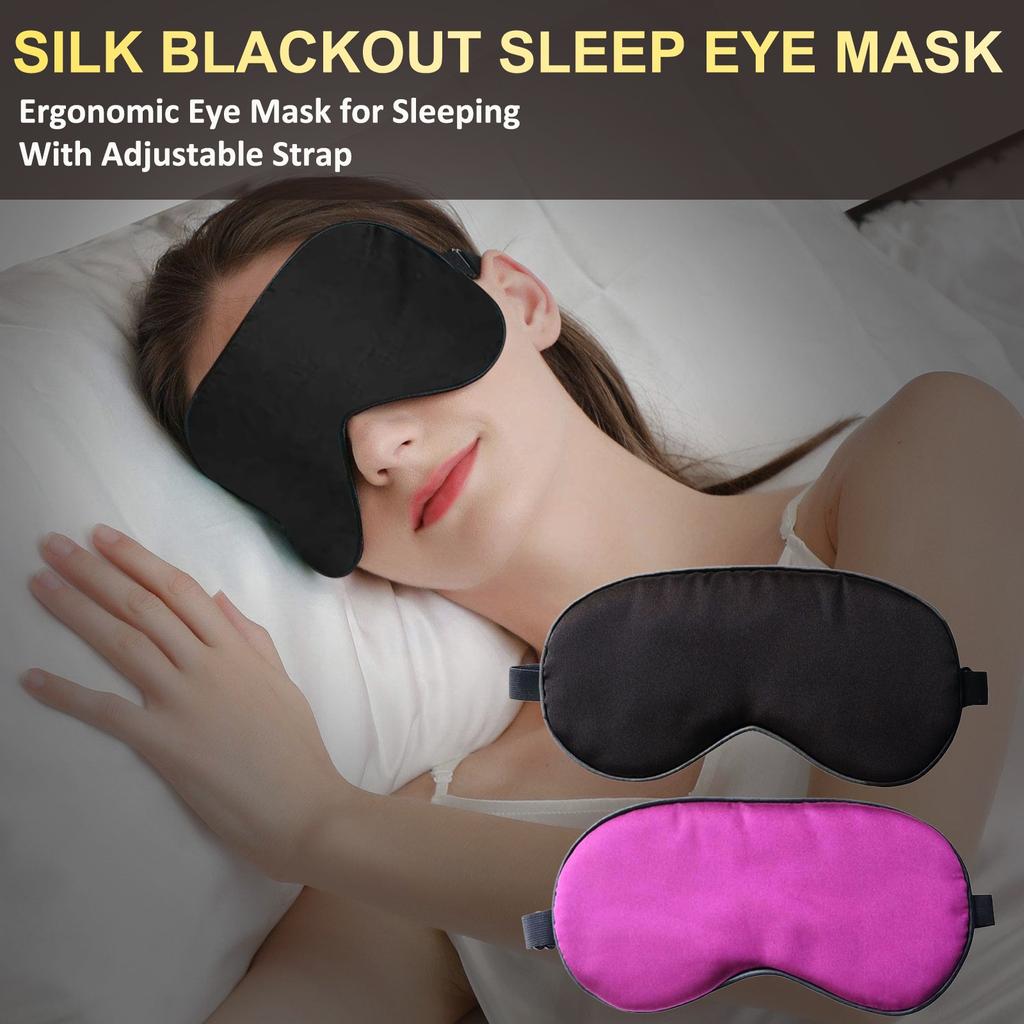 Sleep Mask Silk Blackouted Soft Travel Mask with  Strap Sleep Eye Mask
