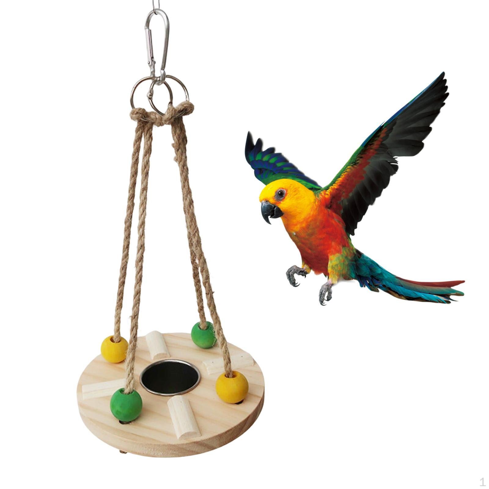 Bird Chewing Swing Toy Training Exercise Climbing Hanging Grinding Claws Wooden Round