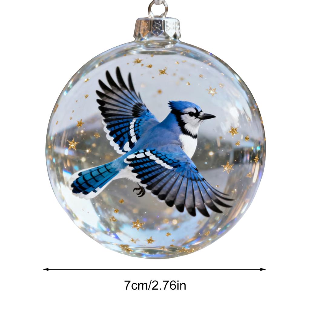 Christmas Nature's Birds Crystal Glass Ornament PVC Bird Glass Tree Clear Ornaments Xmas Tree Hanging Pendant for Holiday Decor