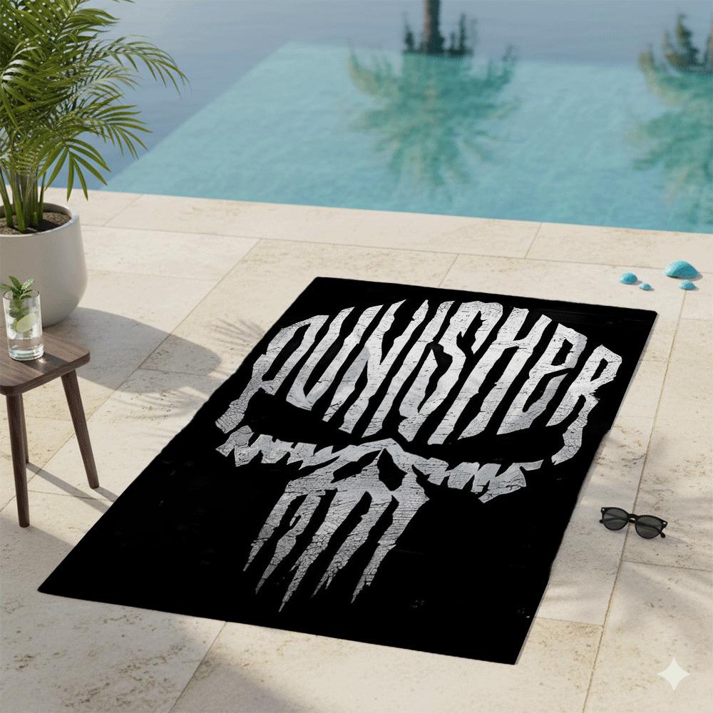 Punisher Skull Microfiber Beach Towel Quick Dry Sand Free Black Print Soft Absorbent Pool Gym Sports Towel Bathroom Accessories