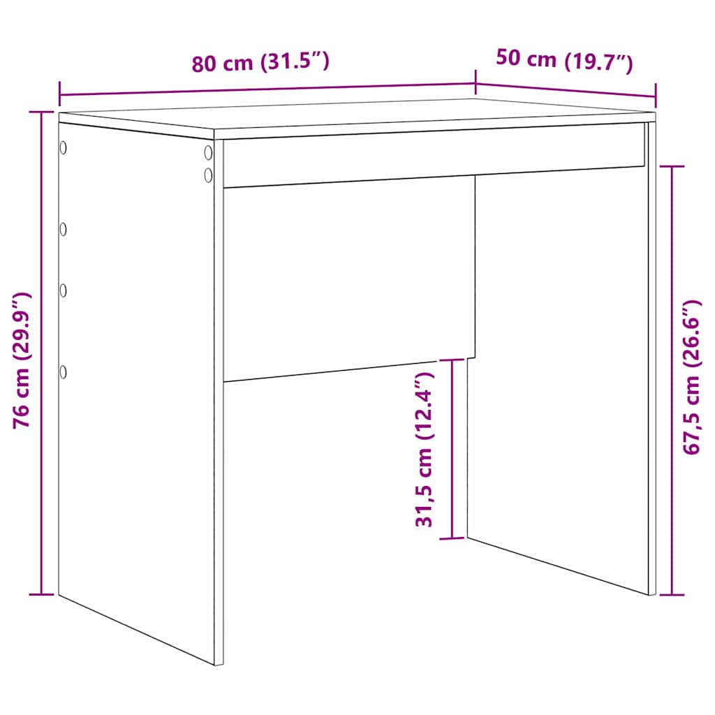 Desk Sonoma Oak 80 x 50 x 76 cm